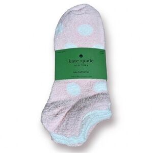 Kate Spade Low Cut Cozies Socks 3 Pack Blush Pink Polka Dot Fuzzy Soft